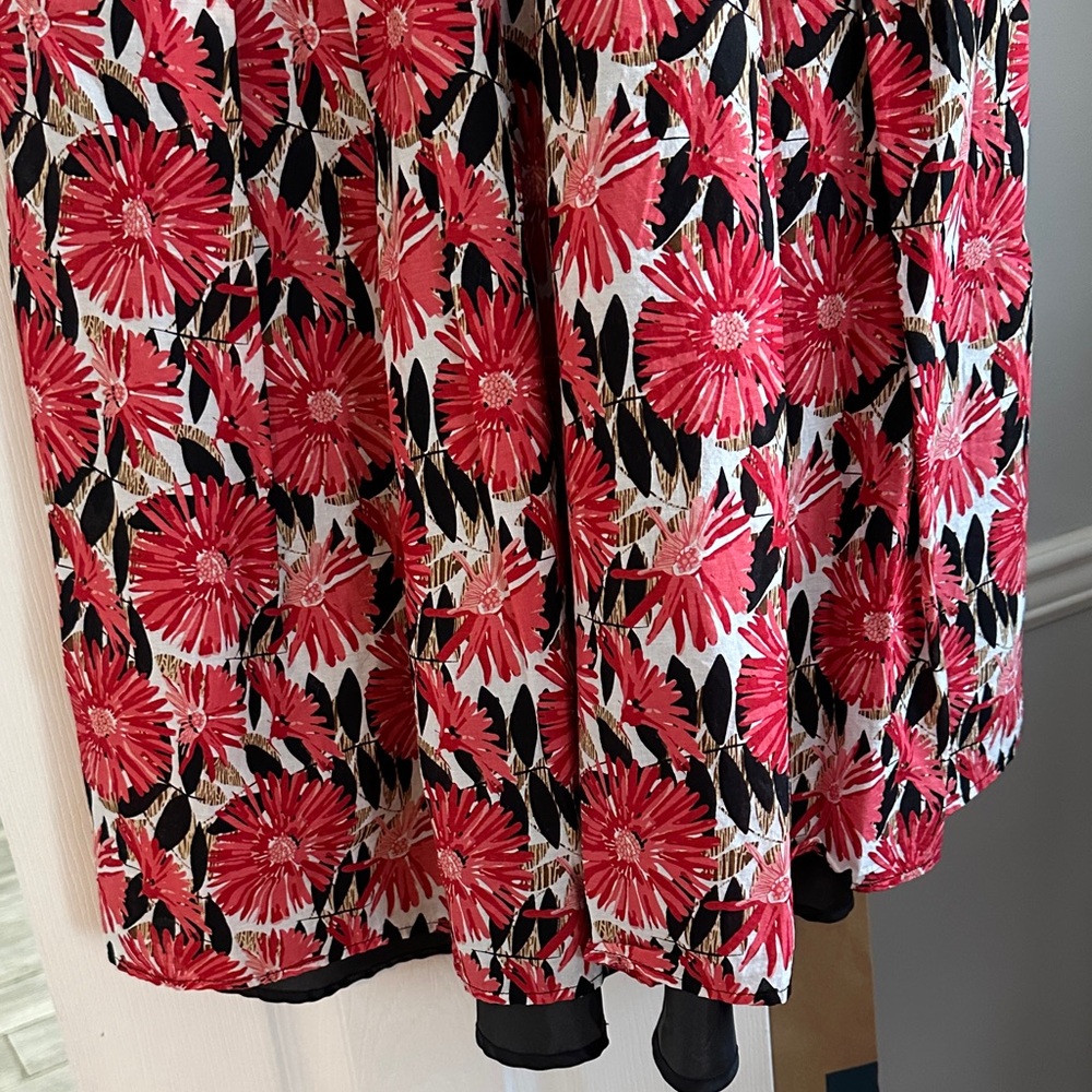 Robbie Bee Floral Sleeveless Dress - Red, Salmon Pink and Black Sz 16 - Picture 2 of 7